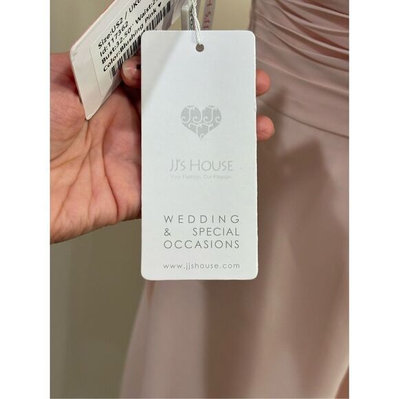 JJ’s House Women's A-line Ruffle Chiffon Bridesmaid Dress Blush Pink Size 2 NWT - Picture 4 of 12